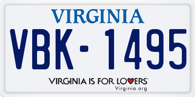 VA license plate VBK1495