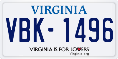 VA license plate VBK1496