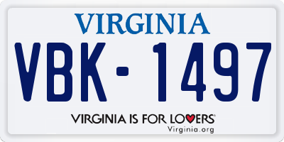 VA license plate VBK1497