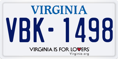 VA license plate VBK1498