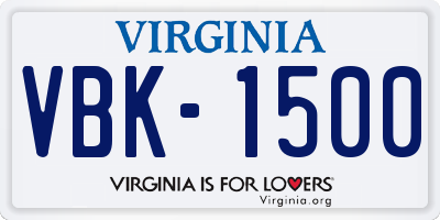 VA license plate VBK1500