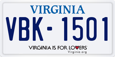 VA license plate VBK1501