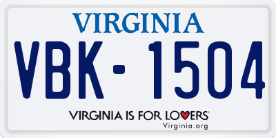 VA license plate VBK1504