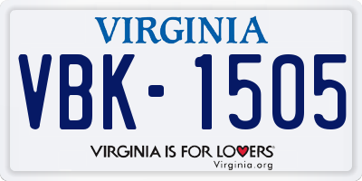 VA license plate VBK1505