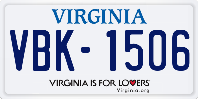 VA license plate VBK1506