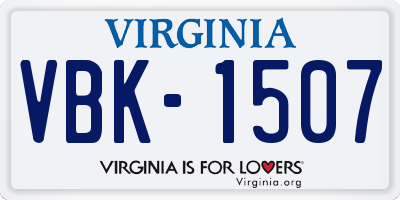 VA license plate VBK1507