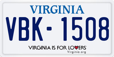 VA license plate VBK1508