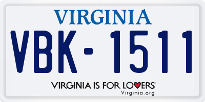 VA license plate VBK1511