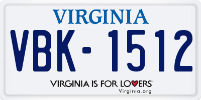 VA license plate VBK1512