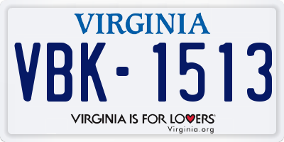 VA license plate VBK1513