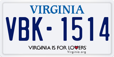 VA license plate VBK1514