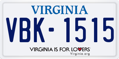 VA license plate VBK1515