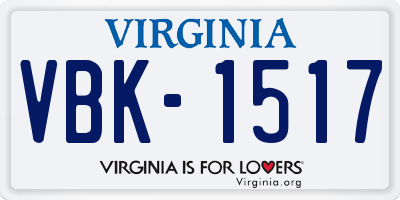 VA license plate VBK1517