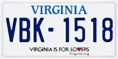 VA license plate VBK1518