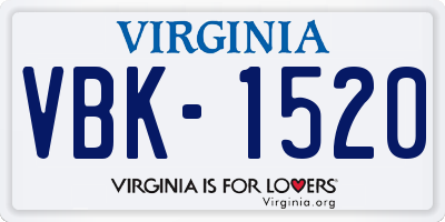 VA license plate VBK1520