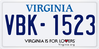 VA license plate VBK1523