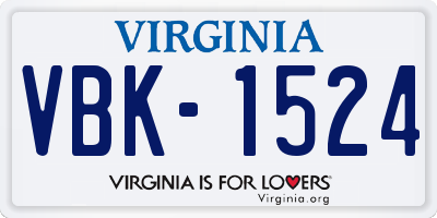 VA license plate VBK1524