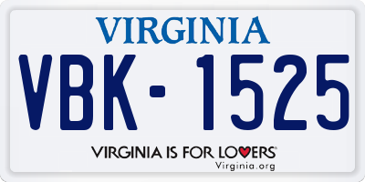 VA license plate VBK1525