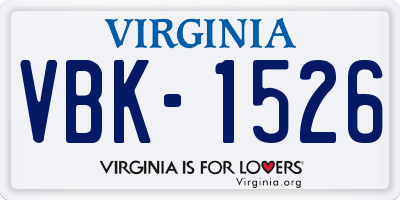 VA license plate VBK1526
