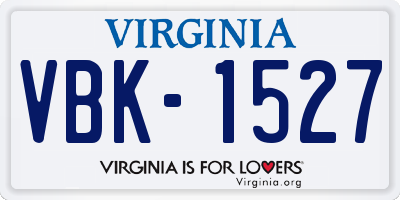 VA license plate VBK1527