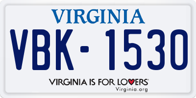 VA license plate VBK1530