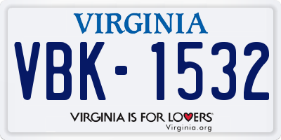 VA license plate VBK1532