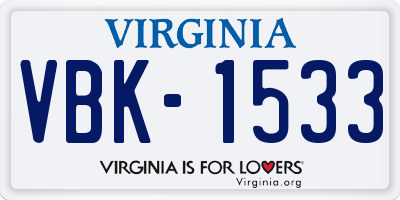 VA license plate VBK1533