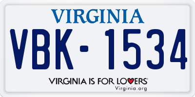 VA license plate VBK1534