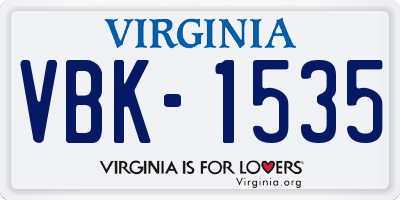 VA license plate VBK1535