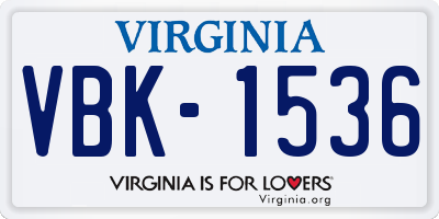 VA license plate VBK1536