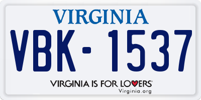 VA license plate VBK1537