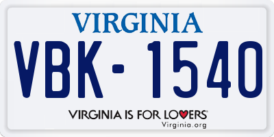 VA license plate VBK1540
