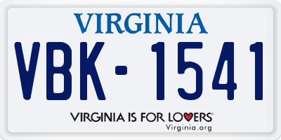 VA license plate VBK1541