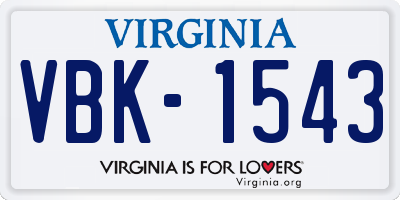 VA license plate VBK1543