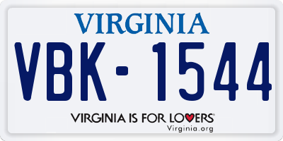 VA license plate VBK1544