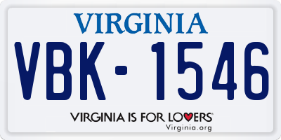VA license plate VBK1546