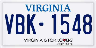 VA license plate VBK1548