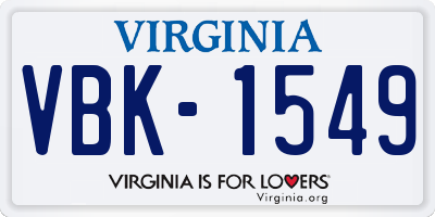 VA license plate VBK1549