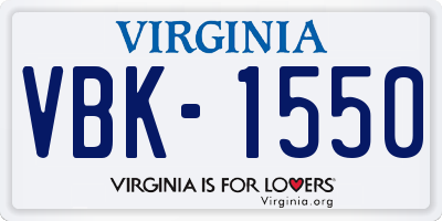 VA license plate VBK1550