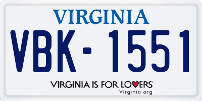 VA license plate VBK1551