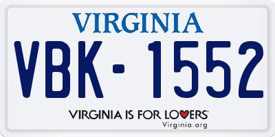 VA license plate VBK1552