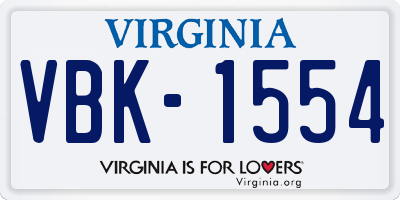 VA license plate VBK1554
