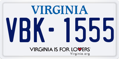 VA license plate VBK1555