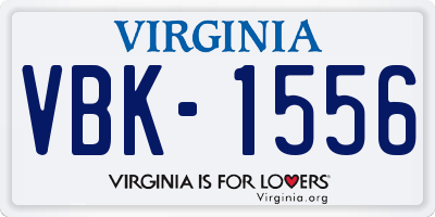VA license plate VBK1556