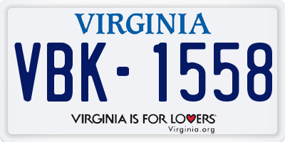 VA license plate VBK1558