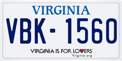 VA license plate VBK1560