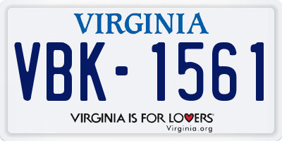 VA license plate VBK1561