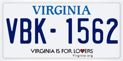 VA license plate VBK1562