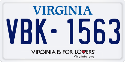 VA license plate VBK1563