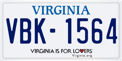 VA license plate VBK1564
